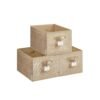 24 cm High Collapsible Storage Boxes Set of 3 Sand Beige