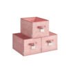 24 cm High Collapsible Storage Boxes Set of 3 Jelly Pink