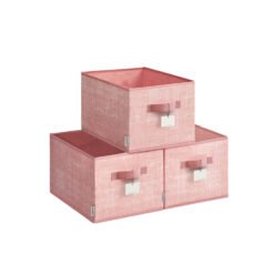 24 cm High Collapsible Storage Boxes Set of 3 Jelly Pink