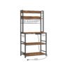 80 cm Wide Kitchen Storage Rack Rustic Brown and Ink Black