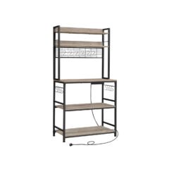 80 cm Wide Kitchen Storage Rack Greige and Ink Black