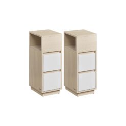Set of 2 Small Narrow Side End Tables with 2 Drawers