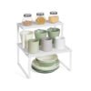 Spice Racks Set of 2 Cupboard Organisers Stackable Expandable White