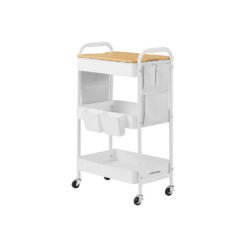3-Tier Storage Trolley with Table Top Cloud White