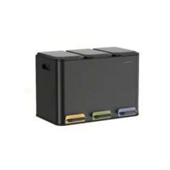 Triple Kichen Bin with Colour-Coded Pedals Ink Black