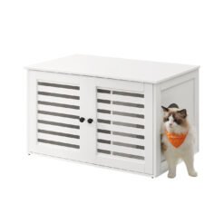 Cat Litter Box Enclosure with Removable Divider 80 x 53 x 49 cm Cloud White