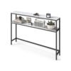 2-Tier Console Table for Hallway Marble White and Ink Black