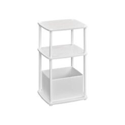 Modern Side Table with 3 Storage Shelves Snow White