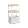 Modern Side Table with 3 Storage Shelves Natural Beige