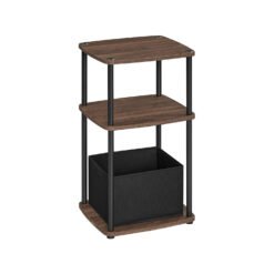 Modern Side Table with 3 Storage Shelves Ebony Walnut