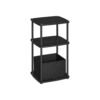 Modern Side Table with 3 Storage Shelves Ebony Black