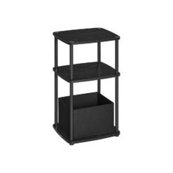 Modern Side Table with 3 Storage Shelves Ebony Black