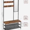 Coat Rack with Shoe Storage, Coat Stand for Hallway with Mirror