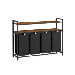 Laundry Basket with 4 Pull-Out Bags Rustic Brown and Black