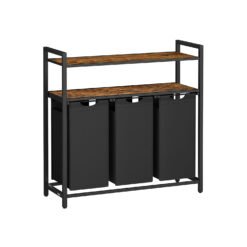 3-Bag Laundry Basket 40 L Capacity per Bag Rustic Brown and Black