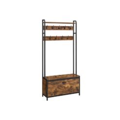 Coat Rack with Shoe Storage, Hall Tree with Bench, 9 Hooks and Top Shelf