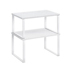 Set of 2 Cupboard Shelf Organisers Cloud White and Snow White