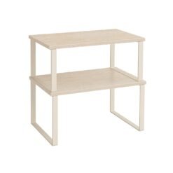 Spice Rack Set of 2 Cupboard Shelf Organisers Travertine Beige and Cream White