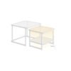 Set of 2 Nesting Tables with LED Lights Cloud White and Pearl White