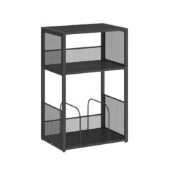 Record Player Stand, 3-Tier Side Table, Ebony Black