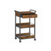 Rolling Storage Trolley, 3-Tier, Rustic Brown and Ink Black