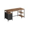 Computer Desk with Shelves and Drawers Rustic Brown and Matte Black