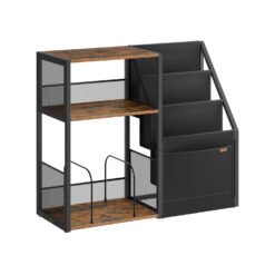 Record player stand with vinyl storage and three tier side table