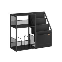 Record player stand with vinyl storage and three tier side table