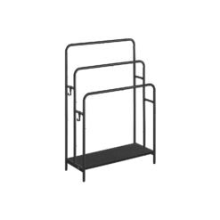 3-Bar Towel Rack with 2 Hooks Ink Black and Ebony Black