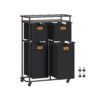 150 L Rolling Laundry Hamper Ink Black and Chestnut Brown