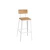 Bar Stool Set of 2 with Backrest Easy Assembly Wheat Brown and Cloud White