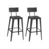 Bar Stool Set of 2 with Backrest Steel Frame Ash Black and Ink Black