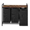 3-Section Clothes Sorter with Removable Liner Bags, Laundry Hamper, Metal Shelf for Bedroom