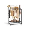 Clothes Rail on Wheels with 2 Clothes Hanging Rails Ink Black