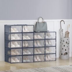 Stackable Shoe Boxes, Pack of 18 Shoe Storage Organizers, 33.3 x 23.2 x 14.3 cm