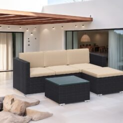 Garden Furniture Set, Patio Conversation Set, Outdoor Sofa and Glass Table