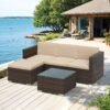 Garden Furniture Set, Patio Conversation Set, Outdoor Sofa and Glass Table