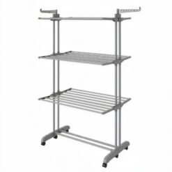 4-Tier Clothes Drying Rack, Foldable Laundry Airer Horse with Wheels and Side Wings, Metal