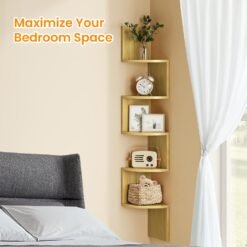 Corner Shelf Wall Mount, 5-Tier Floating Corner Bookshelf, for Bedroom