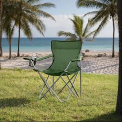Set of 2 Camping Chairs, Outdoor Folding Chairs with Armrests, 120 kg Capacity