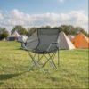 Set of 2 Camping Chairs, Outdoor Folding Chairs with Armrests, 120 kg Capacity