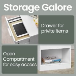 Bedside Table, Side Table with Drawer, Handle