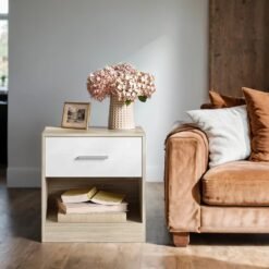 Bedside Table, Side Table with Drawer, Handle