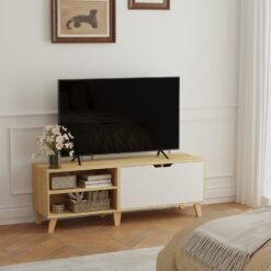 TV Cabinet, 140 cm Long TV Stand with 2 Doors, for TVs up to 60 Inches