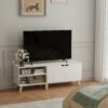 TV Cabinet, 140 cm Long TV Stand with 2 Doors, for TVs up to 60 Inches