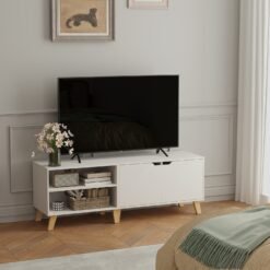 TV Cabinet, 140 cm Long TV Stand with 2 Doors, for TVs up to 60 Inches