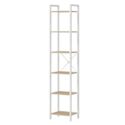 6-Tier Tall Bookshelf, Narrow Bookcase with Steel Frame, Skinny Book Shelf for Living Room