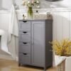 Bathroom Floor Storage Cabinet, Bathroom Storage Unit with 4 Drawers, Freestanding Bathroom Cabinet with 1 Door