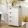 Bathroom Floor Storage Cabinet, Bathroom Storage Unit with 4 Drawers, Freestanding Bathroom Cabinet with 1 Door