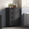 Bathroom Floor Storage Cabinet, Bathroom Storage Unit with 4 Drawers, Freestanding Bathroom Cabinet with 1 Door